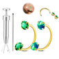 Opal Nose Ring Studs Horseshoe Nose Rings Hoops Stud 316L Stainless Steel Nose Rings Round CZ Square Screw L Shaped Nose Stud Hypoallergenic Nostril Piercing Jewelry for Women Men