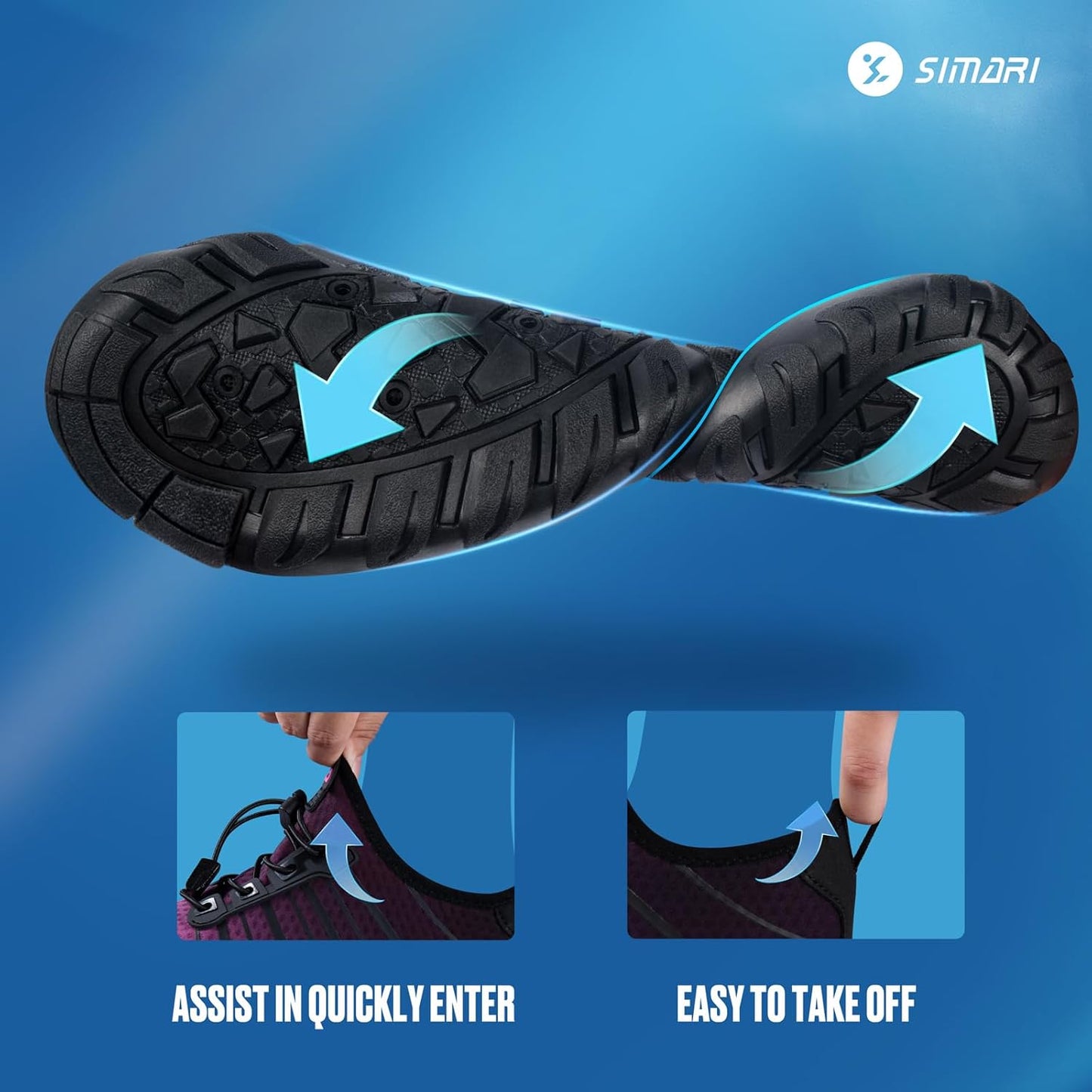 SIMARI Wasserschuhe für Damen und Herren, Badeschuhe, Strandschuhe, schnelltrocknend, Barfußschuhe, Wanderschuhe, Surfschuhe, Laufschuhe, Kajakschuhe