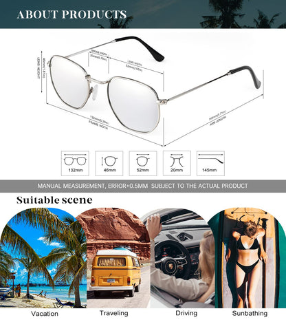KALIYADI Sonnenbrillen für Damen und Herren Polarisiert Hexagon Damensonnenbrillen Trendy Metallrahmen UV-Schutz (Gold Rahmen Grau Linse)