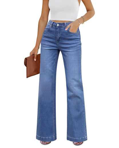 GRAPENT Womens Flare Jeans High Waisted Wide Leg Baggy Jean for Women Stretch Denim Pants