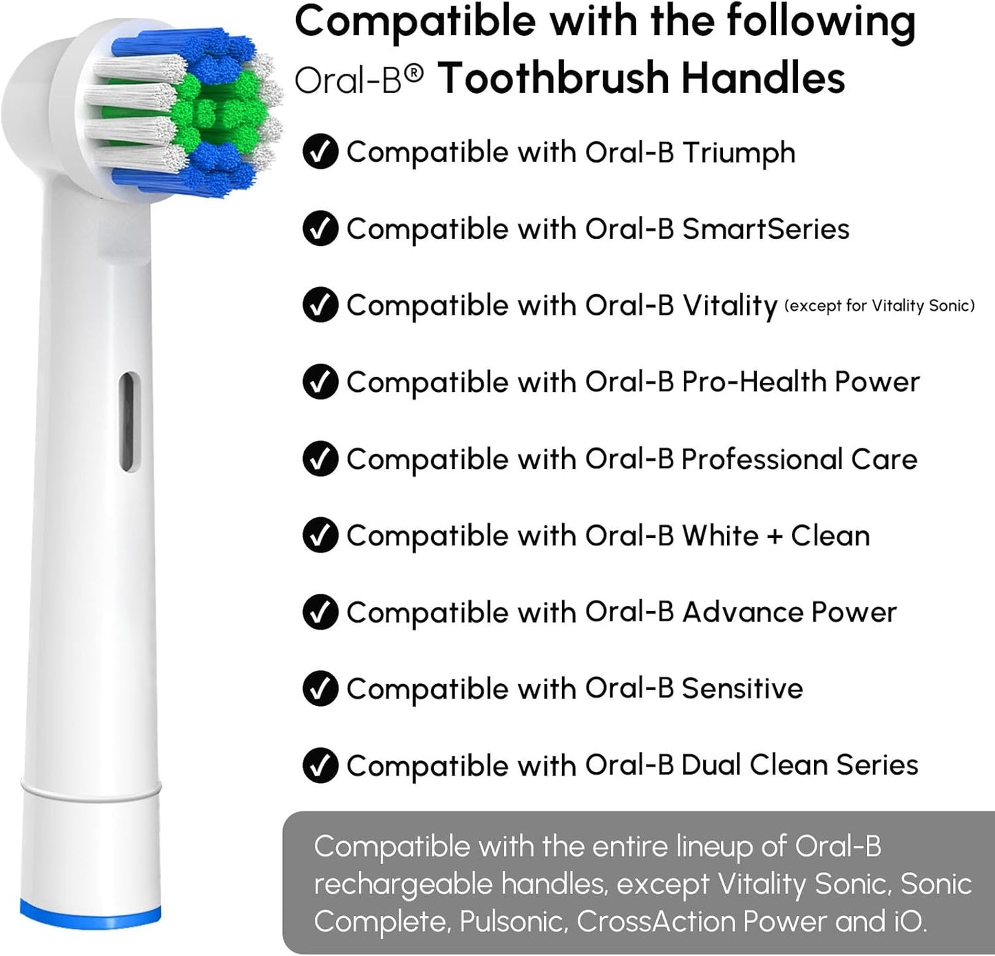 Ersatz-Zahnbürstenköpfe kompatibel mit Oral B Braun, 20 Stück professionelle elektrische Zahnbürstenköpfe Ersatzköpfe für Oral B Nachfüllpackung Pro 500/1000/1500/3000/3757/5000/7000/7500/8000