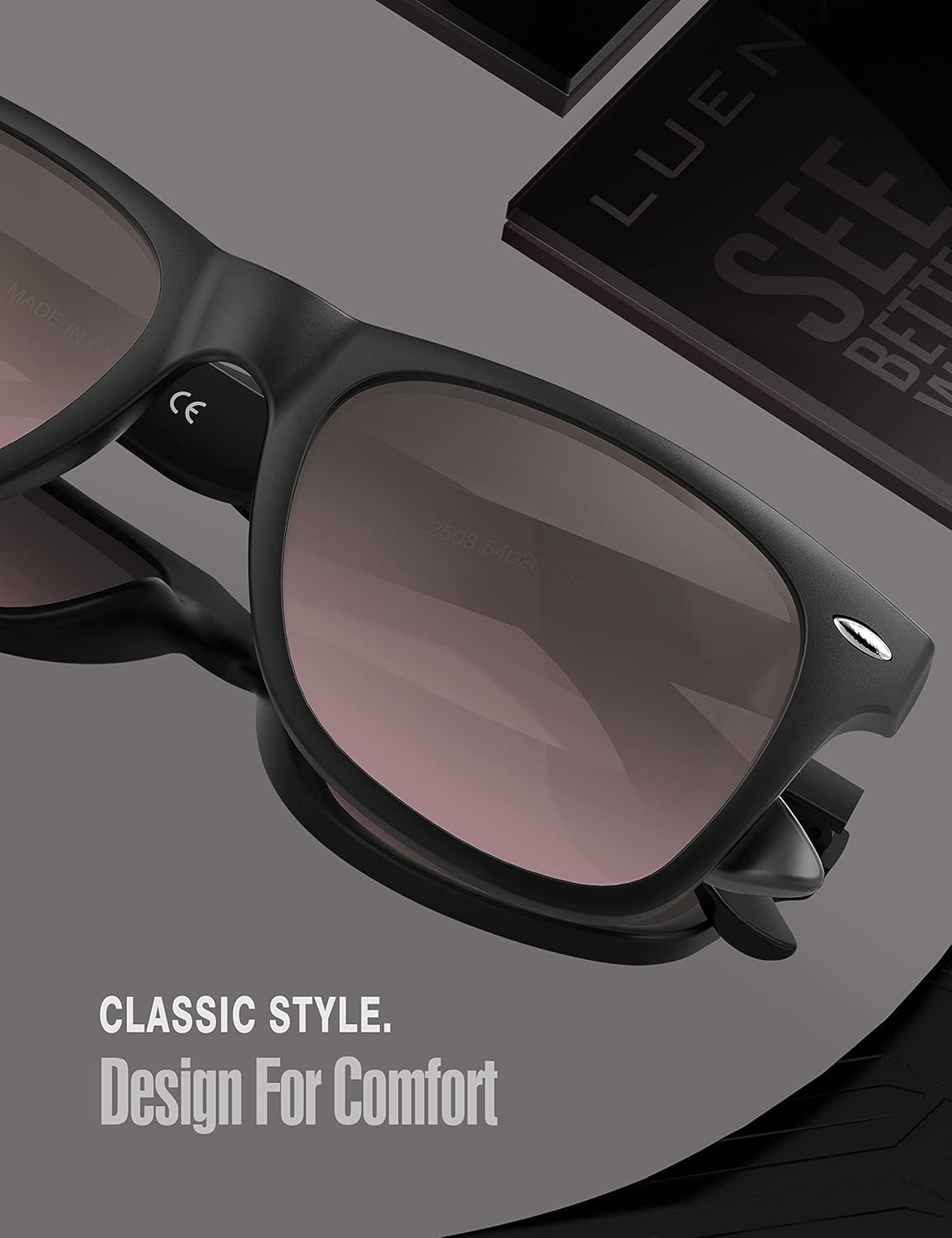 LUENX Polarisierte Sonnenbrillen für Herren und Damen, quadratische Fassung – UV-400-Schutz, 54 mm