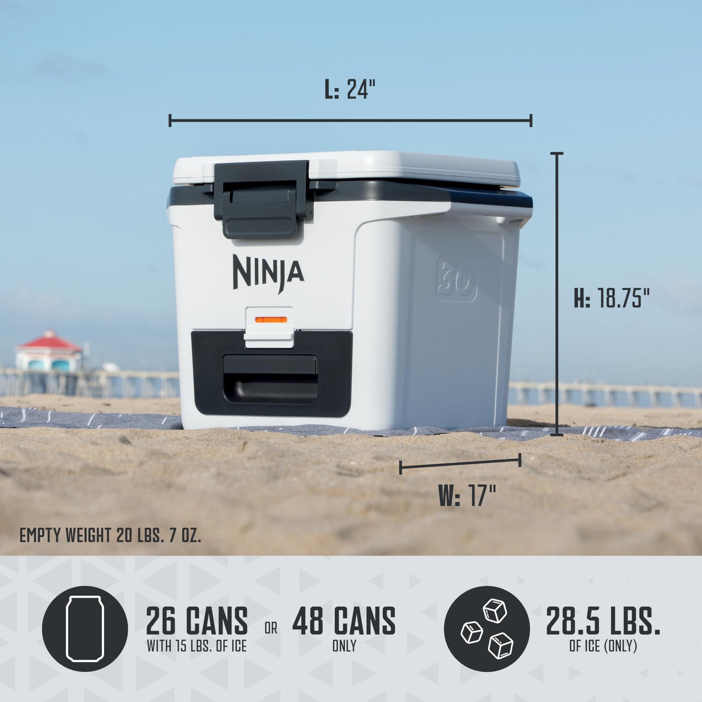 Ninja FrostVault 50qt Hard Cooler with Dry Zone | Integrated Fridge-Temp Dry Storage Drawer | Premium Heavy-Duty Insulated Cooler | Keeps Ice Cold for Days | Spanish Moss | FB151GN1
