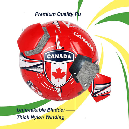 CLASICO Canada National Soccer Ball with Free Carrying Needle, Official Size 5 for Ages 14+