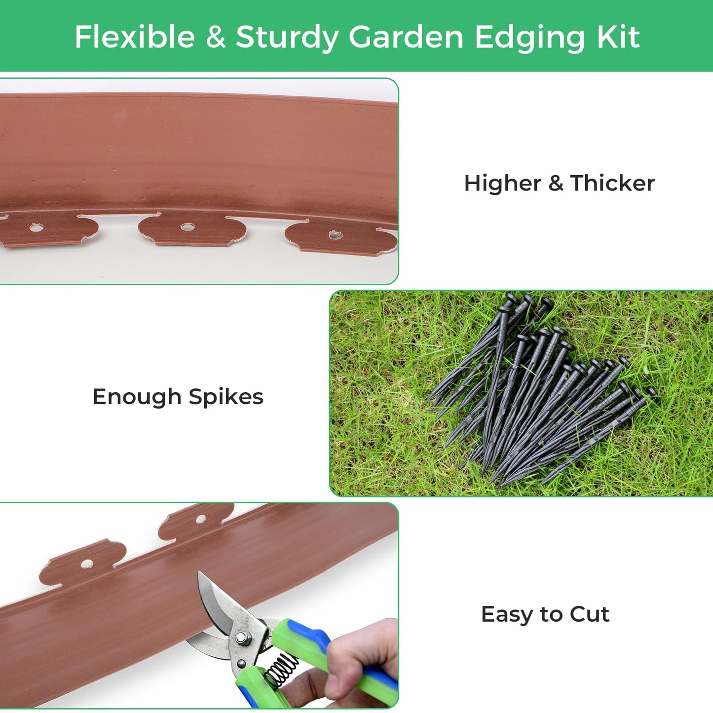 2-Inch x 100 FT Landscape Edging Border with 150 Stakes, Plastic Edging for Landscaping Garden Edging Border, Flexible Landscaping Edging for Garden Flower Beds Yard Lawn Pathway Paver (Black)