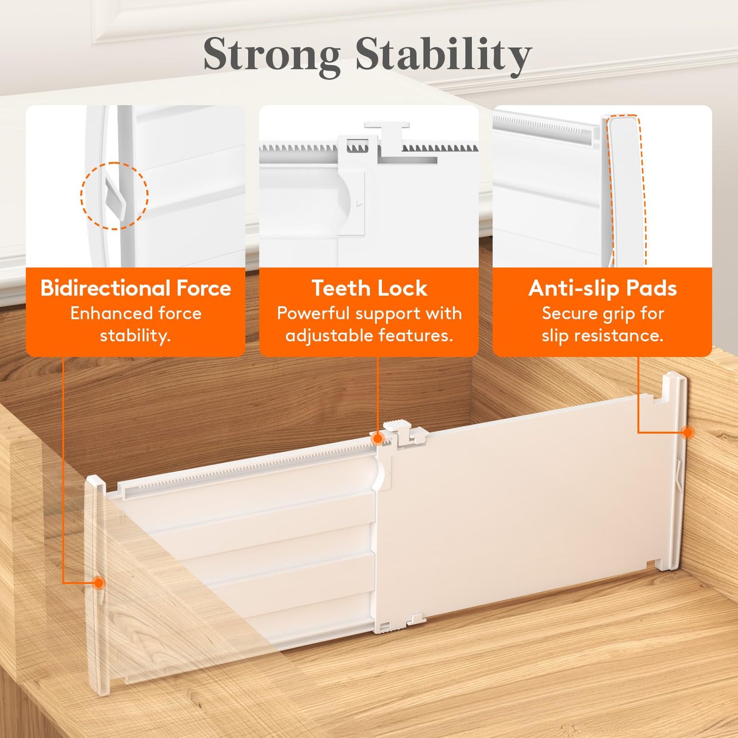 Lifewit 8" Tall 4 Pack Drawer Dividers, 13.8"-22.2" Adjustable Deep Drawer Organizer Clothes, Expandable White Plastic Separators for Dresser, Kitchen, Cabinet, Closet, Office Organization & Storage