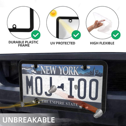 2er Pack Auto Getönte Nummernschildabdeckungen Rahmen Schild Combo - Unzerbrechliche Getönte Nummernschildabdeckung Passend für Alle Standard US-Kennzeichen, Blasen-Design Nummernschildhalter mit Schrauben & Kappen (Schwarz)
