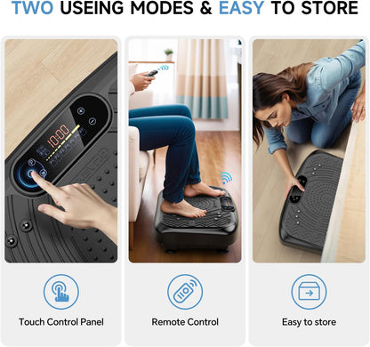 Vibrationsplatte Fitnessgerät, Vibrationsplatte 199 Einstellbare Geschwindigkeit, Vibrationsplatte Trainingsgerät Automatischer Modus P1-P7, Vibrationsplattform mit Bluetooth  450 Lbs Kapazität