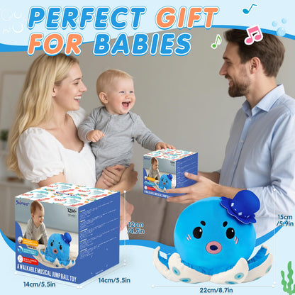 Babyspielzeug 6-12 Monate, Musikalisches Krabbelkrebs Plüschtier - 40 Lieder & Aufnahmefunktion, Tanzendes Laufendes Hüpfendes Bauchzeit Spielzeug, Sensorisches Spielzeug für Kleinkinder 1-3, Geburtstagsgeschenke für Säuglinge