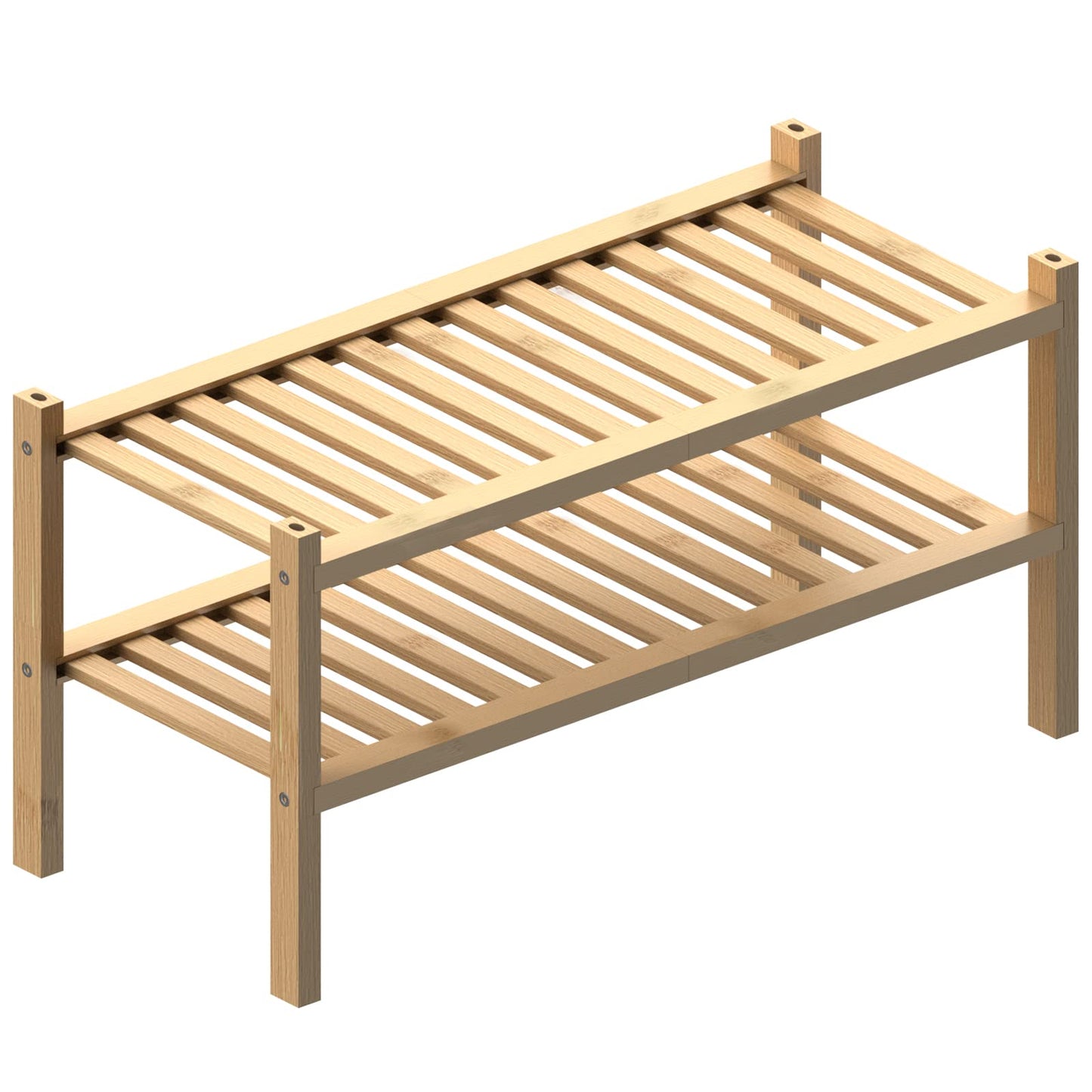 ROMGUAR CRAFT 3 Tier Bamboo Shoe Rack for Closet Free Standing Wood Shoe Shelf Storage Organizer for Entryway Small Space Stackable 27"x11"x20" (Natural)