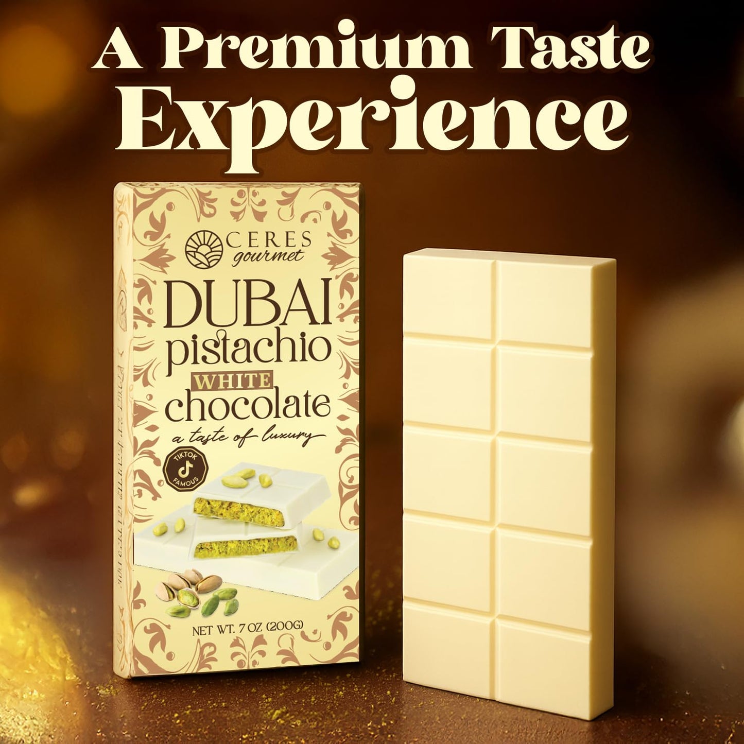Barra de chocolate crujiente con Knafeh, pistacho, de Dubái, 7 oz | Famosa barra de chocolate con Kunafa de Dubái | Kunafe crujiente con pasta de pistacho | Regalo de postre gourmet