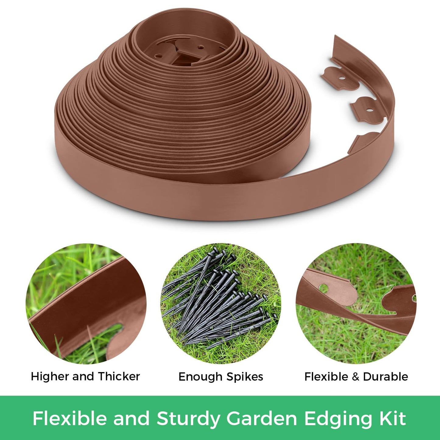 2-Inch x 100 FT Landscape Edging Border with 150 Stakes, Plastic Edging for Landscaping Garden Edging Border, Flexible Landscaping Edging for Garden Flower Beds Yard Lawn Pathway Paver (Black)