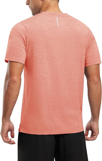 Rdruko Herren Kurzarm Trainingsshirts – Trockene Passform – Feuchtigkeitstransportierend – Für Laufen, Fitnessstudio, aktiven Sport