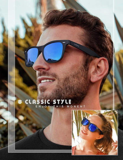 LUENX Polarisierte Sonnenbrillen für Herren und Damen, quadratische Fassung – UV-400-Schutz, 54 mm