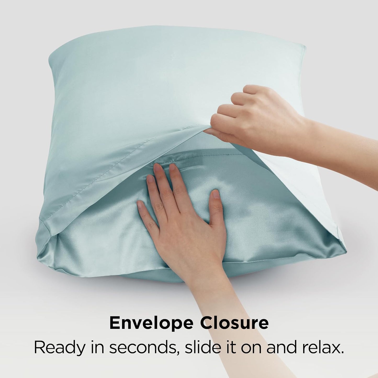 Bedsure Satin-Kissenbezug, Queen-Size, 2er-Pack, Seidenkissenbezügen ähnlich, seidige Kissenhüllen mit Hotelverschluss, Raumdeko, Valentinsgeschenke für Frauen und Männer, Grau, 50x75 cm