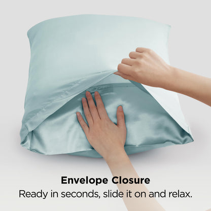 Bedsure Satin Pillow Case Queen Size 2 Pack, Similar to Silk Pillow Cases, Silky Pillowcase Covers for Hair and Skin with Envelope Closure, Gifts for Women Men, Grey, 20x30 Inches