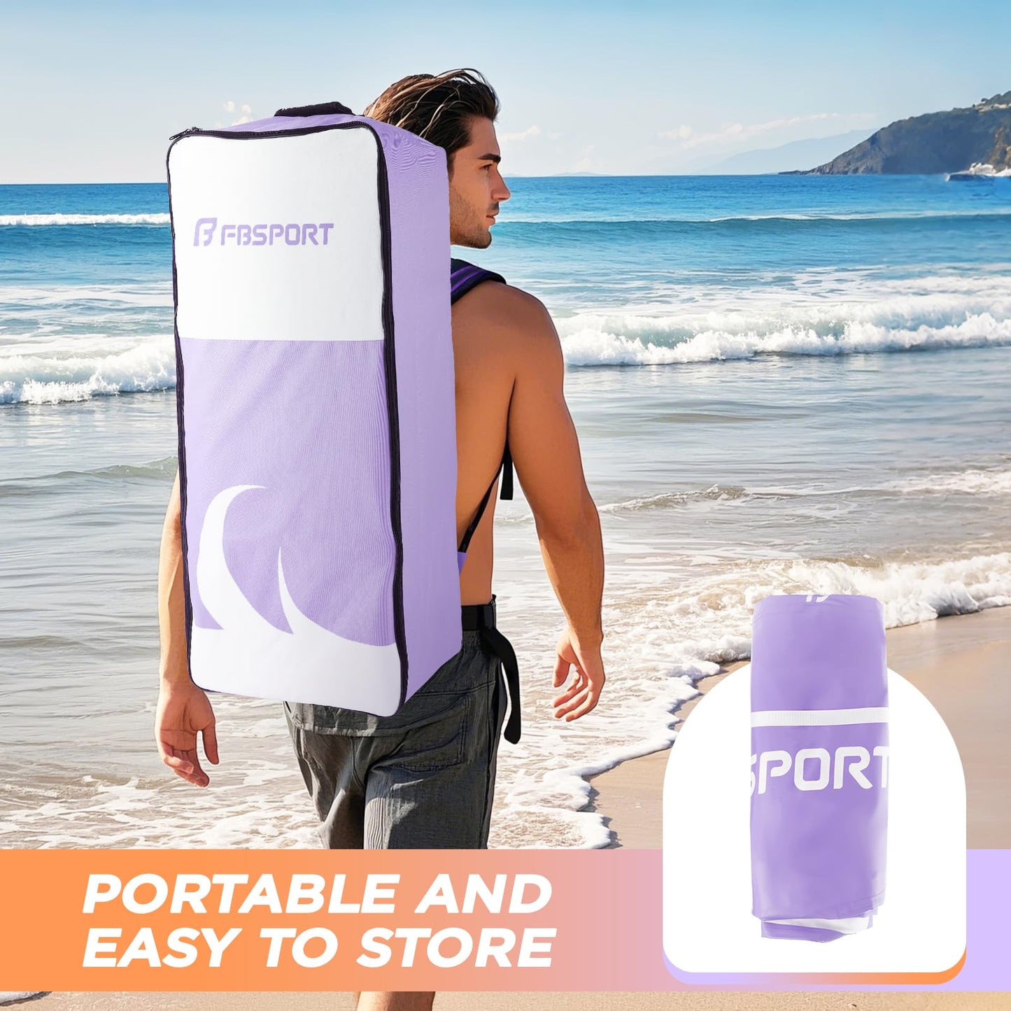FBSPORT 11' Premium Stand Up Paddle Board, Yoga Board with SUP Accessories & Carry Bag | Wide Stance, Surf Control, Non-Slip Deck, Leash, Paddle and Pump for Youth & Adult