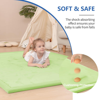 Huloo Sleep Ultra Soft Baby Spielmatte für den Boden, 3,3 cm dicke Elasti-Foam 127x127 cm Laufgittermatte für Kleinkinder, rutschfeste Rückseite, sicher zum Krabbeln und für die Bauchlage, Tatami-Stil (Dunkelgrau)