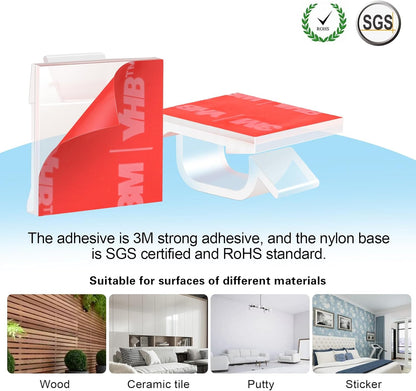 60 PCS XHF 5/8” Adhesive Cable Wire Clips Clear - A Simple Solution to Cable Management