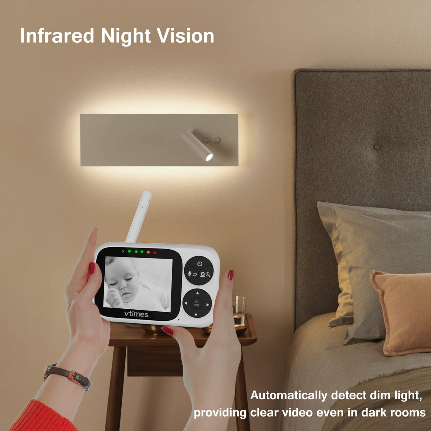 VTimes Baby Monitor with Camera and Audio, 6'' IPS Screen with 30-Hour Battery, Baby Monitor No WiFi Night Vision, ECO, 2-Way Audio, Pan-Tilt-Zoom, Baby Camera Monitor with 1000ft Range, Ideal Gift