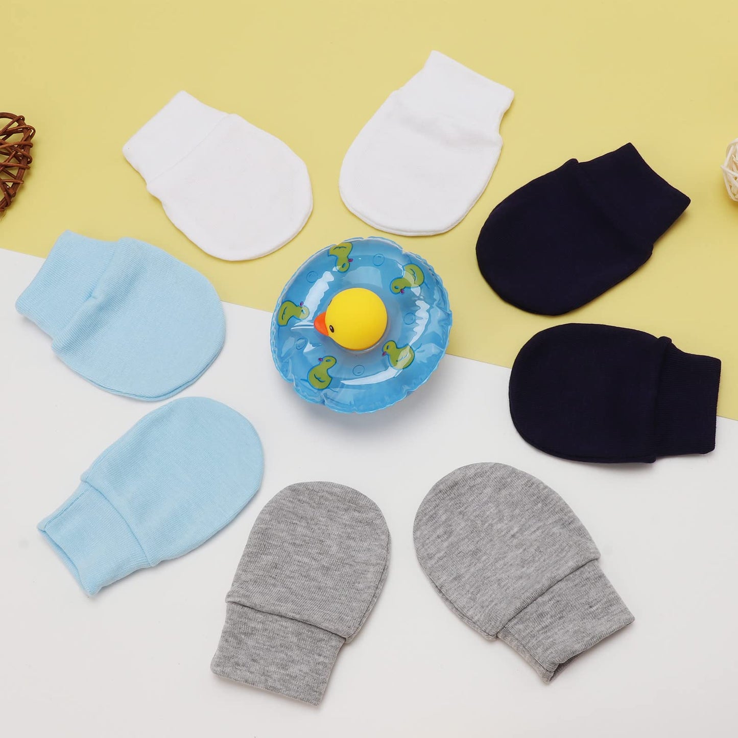BQUBO Baby Fäustlinge Kratzschutz Handschuhe aus Baumwolle mit elastischem Bündchen Hypoallergen für Neugeborene und Babys von 0-6 Monaten Jungen und Mädchen