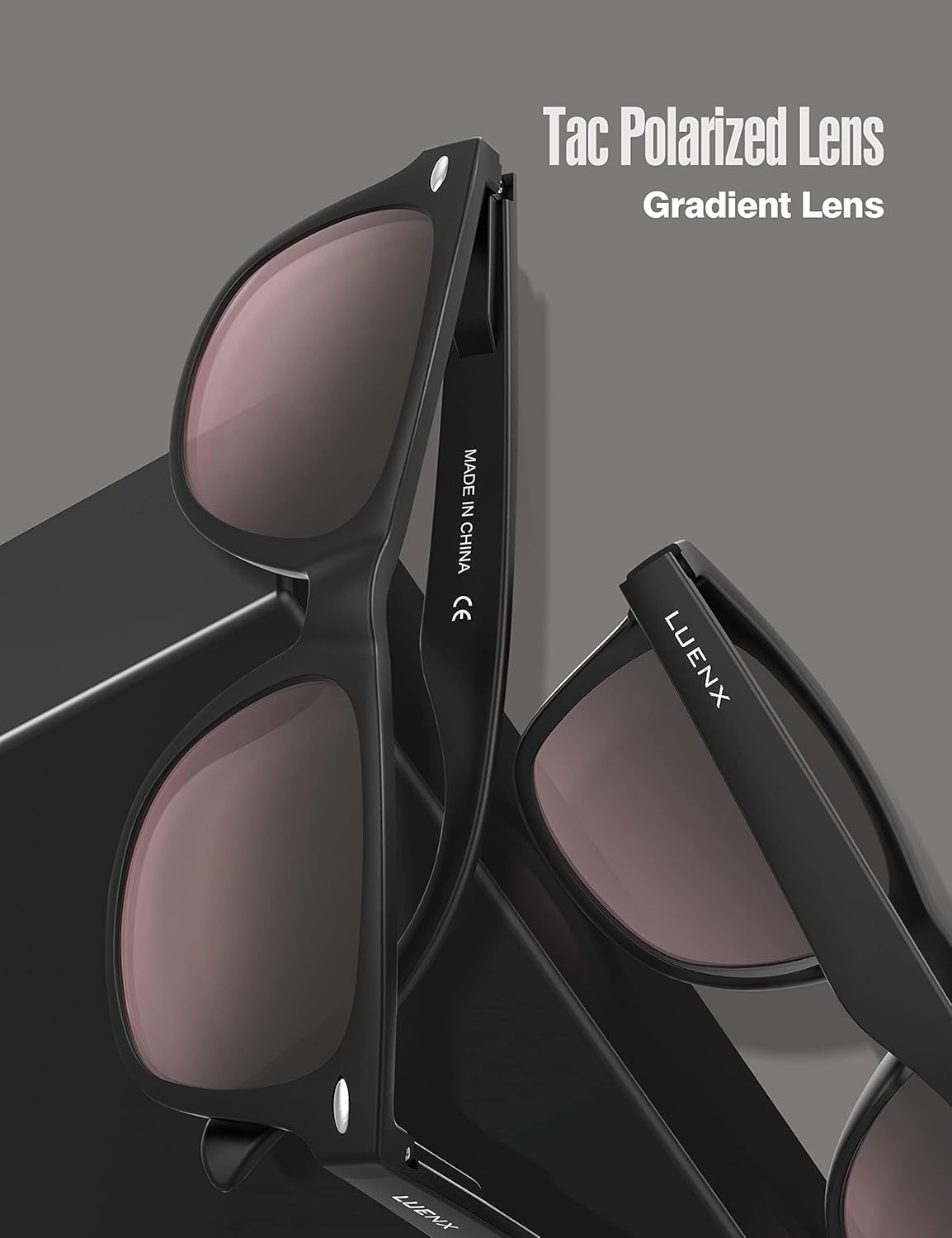 LUENX Polarisierte Sonnenbrillen für Herren und Damen, quadratische Fassung – UV-400-Schutz, 54 mm