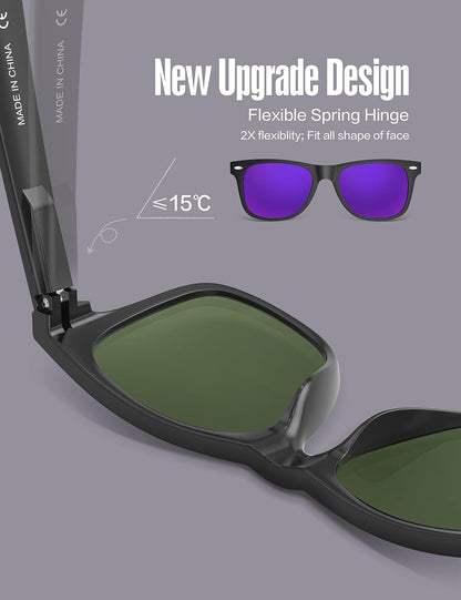 LUENX Polarisierte Sonnenbrillen für Herren und Damen, quadratische Fassung – UV-400-Schutz, 54 mm