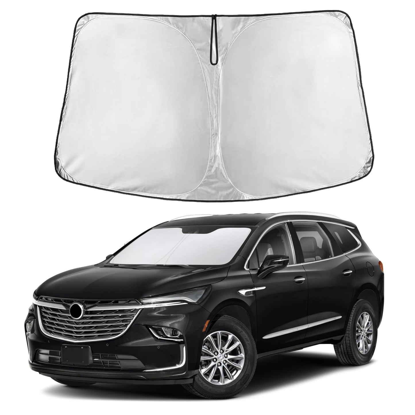 EcoNour Car Windshield Sunshade | Blocks 99% Heat & Keeps Interior Cool | Universal Fits Cars, SUVs, Trucks | Automotive Sun Screen, Visor & Car Accessories for Summer | Medium (64x32 Inches)