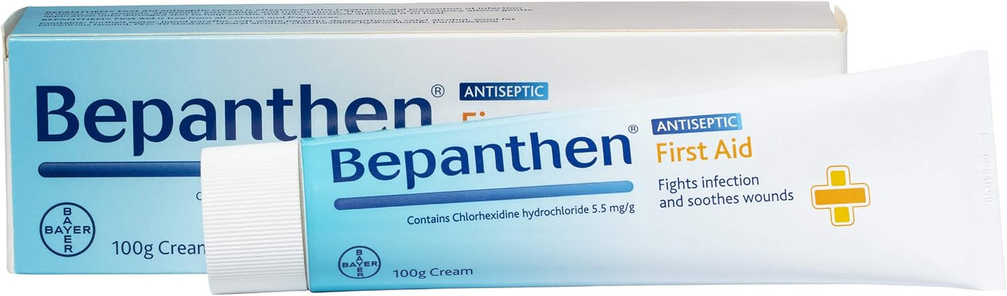 Bepanthen First Aid Cream for Effective for the Treatment and Prevention of Infection in Minor Cuts, Wounds, Abrasions, Insect Bites And Minor Burns, 100 g
