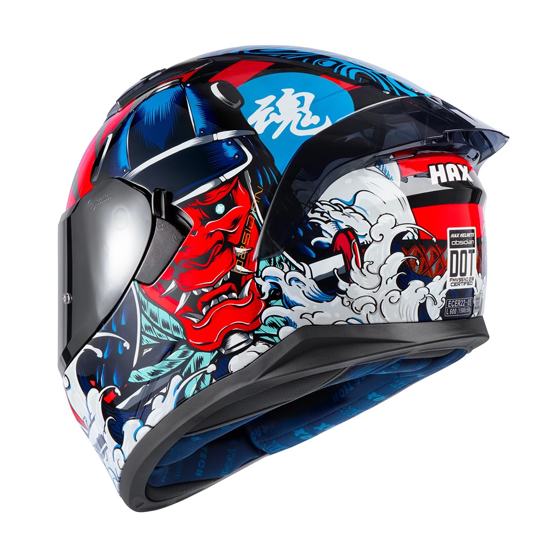 HAX Obsidian Full Face Dual Visor Adult Motorcycle Helmet for Motorbike Street Bike with Pinlock Ready DOT Approved Matte Black Gold L