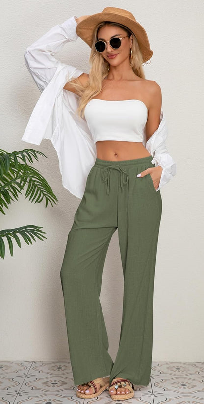 AISEW Women's Cotton Linen Palazzo Pants: The Ultimate Lounge Wear