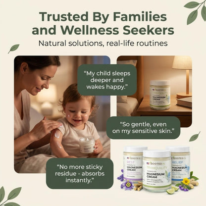 Rooted In Relief Magnesium Cream – 500mg Magnesium Chloride per Teaspoon – Enriched with Arnica, Comfrey & Botanical Blend – Targeted Muscle Support & Topical Relaxation – 4 oz Glass Jar