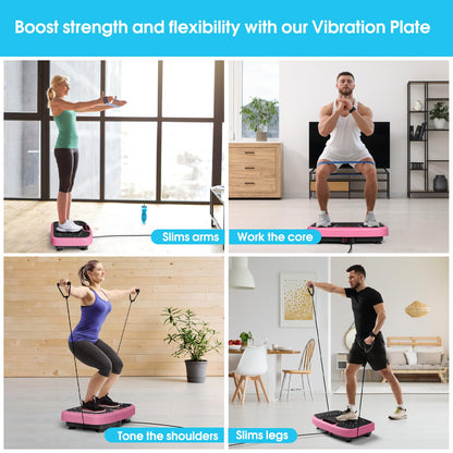 SoftGym Waver Vibration Plate Exercise Machine for Lymphatic Drainage Weight Loss,120 Speed Levels Vibrating Platform with Resistance Bands,Full-Body Workout Equipment for Muscle Activation