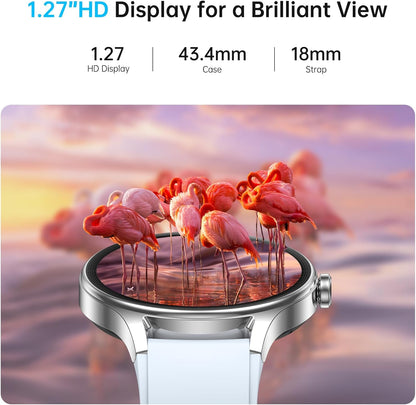 Smartwatch für Herren Damen, 1,27" HD Touchscreen Fitness Tracker, Bluetooth Anrufe, über 100 Sportmodi, Herzfrequenz-Schlafmonitor, DIY Zifferblatt, IP68 Wasserdicht, kompatibel mit Android & iOS