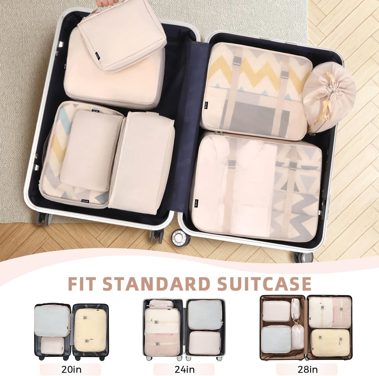 BAGAIL 8er Set Packwürfel Gepäckorganizer für Reisezubehör