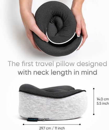 Proglobe Orthopädisches Nackenkissen Reise-Nackenkissen für Flugzeuge, Memory Foam Kit, aktualisiertes Ruhematerial, Flugreise-Set mit 3D-konturierter Augenmaske, Ohrstöpseln und luxuriösem Netzbeutel (Grau)