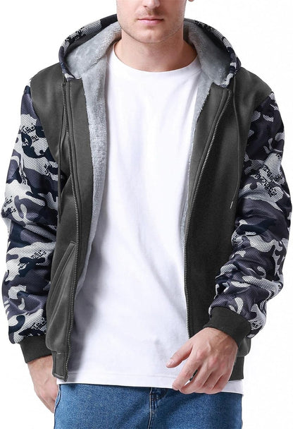 Herren-Hoodie, schweres Fleece-Futter, verdickt, warm, mit Kängurutasche für Outdoor und Freizeit