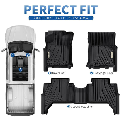 OEDRO Floor Mats Fit for Toyota Camry 2011-2007, Custom Fit Front & 2nd Row Floor Liner Set, TPE All Weather Protection Camry Car Mats, Black