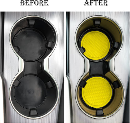 SINGARO Auto-Becheruntersetzer, 4 Stück universelle rutschfeste Becherhalter, in Ornamente eingebettete Untersetzer, Auto-Interieur-Zubehör, Schwarz