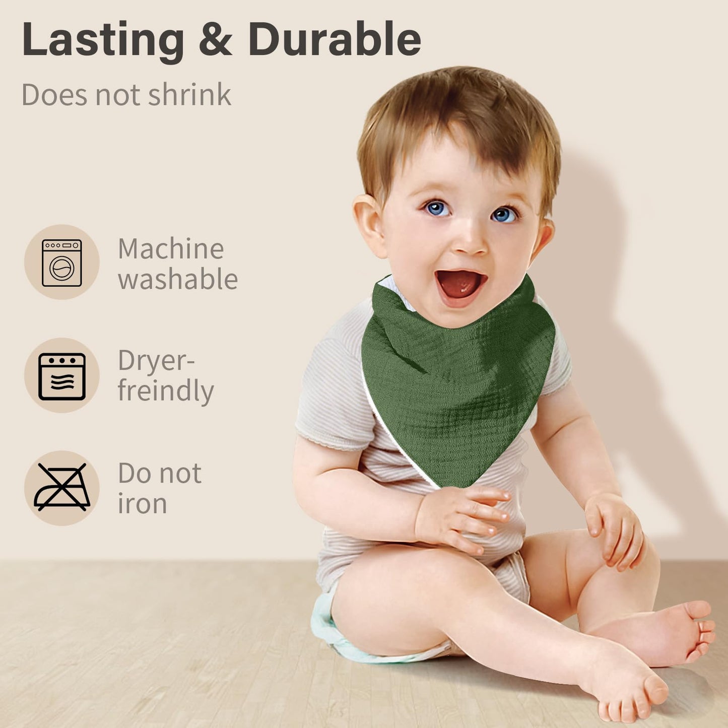 NISXABEBE Musselin-Baby-Lätzchen, 6er-Pack, Baby-Bandana-Spucktücher aus 100 % Baumwolle für Jungen und Mädchen, unifarbene Lätzchen für Spucken und Zahnen (Jungen)