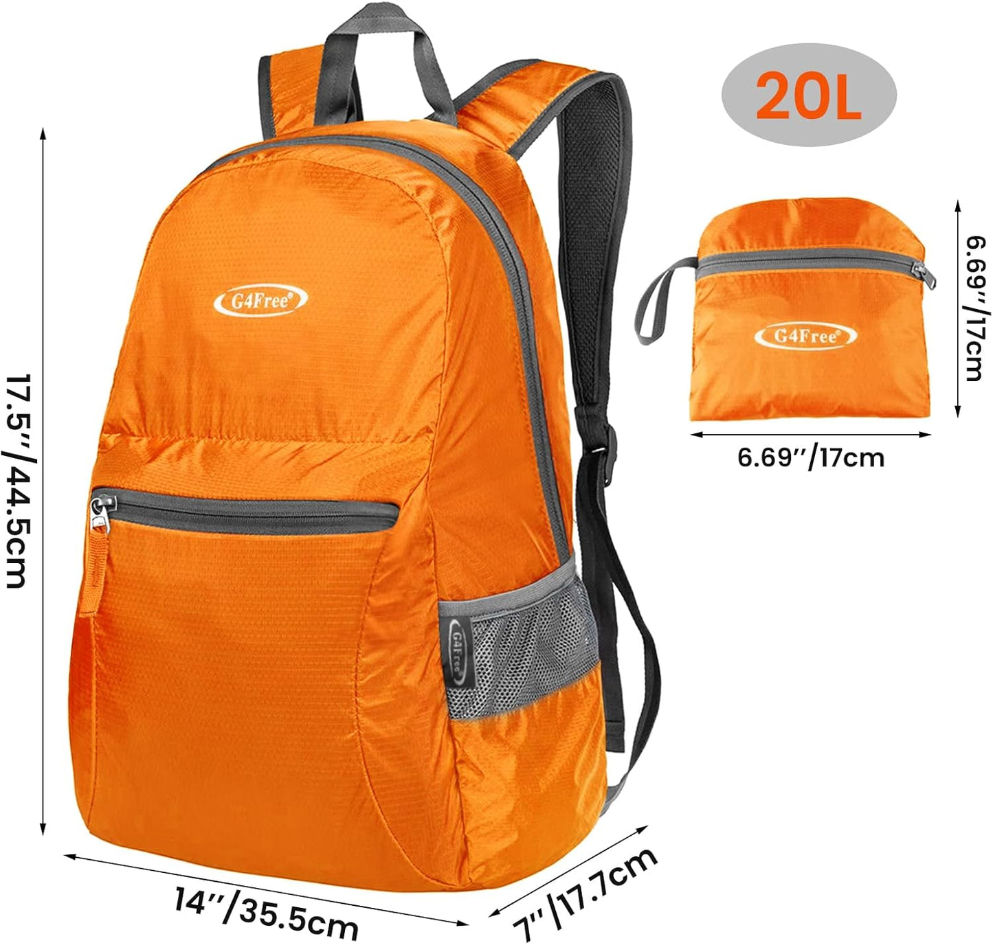 G4Free 20L Lightweight Packable Backpack Foldable Travel Hiking Daypack for Men and Women