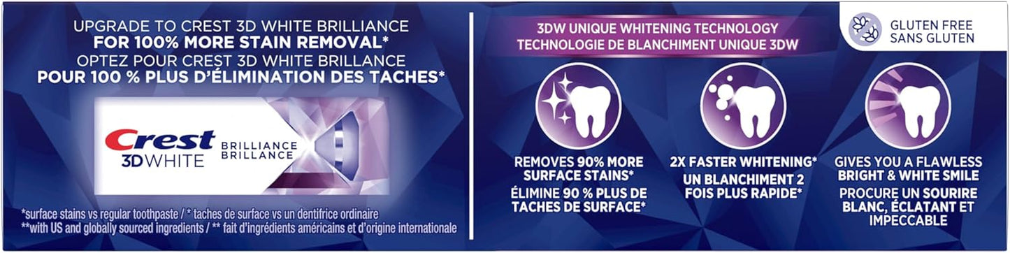 Crest 3D White Advanced Teeth Whitening Toothpaste, Radiant Mint, 4 Count (Pack of 1), 280 mL Total (70 mL each)