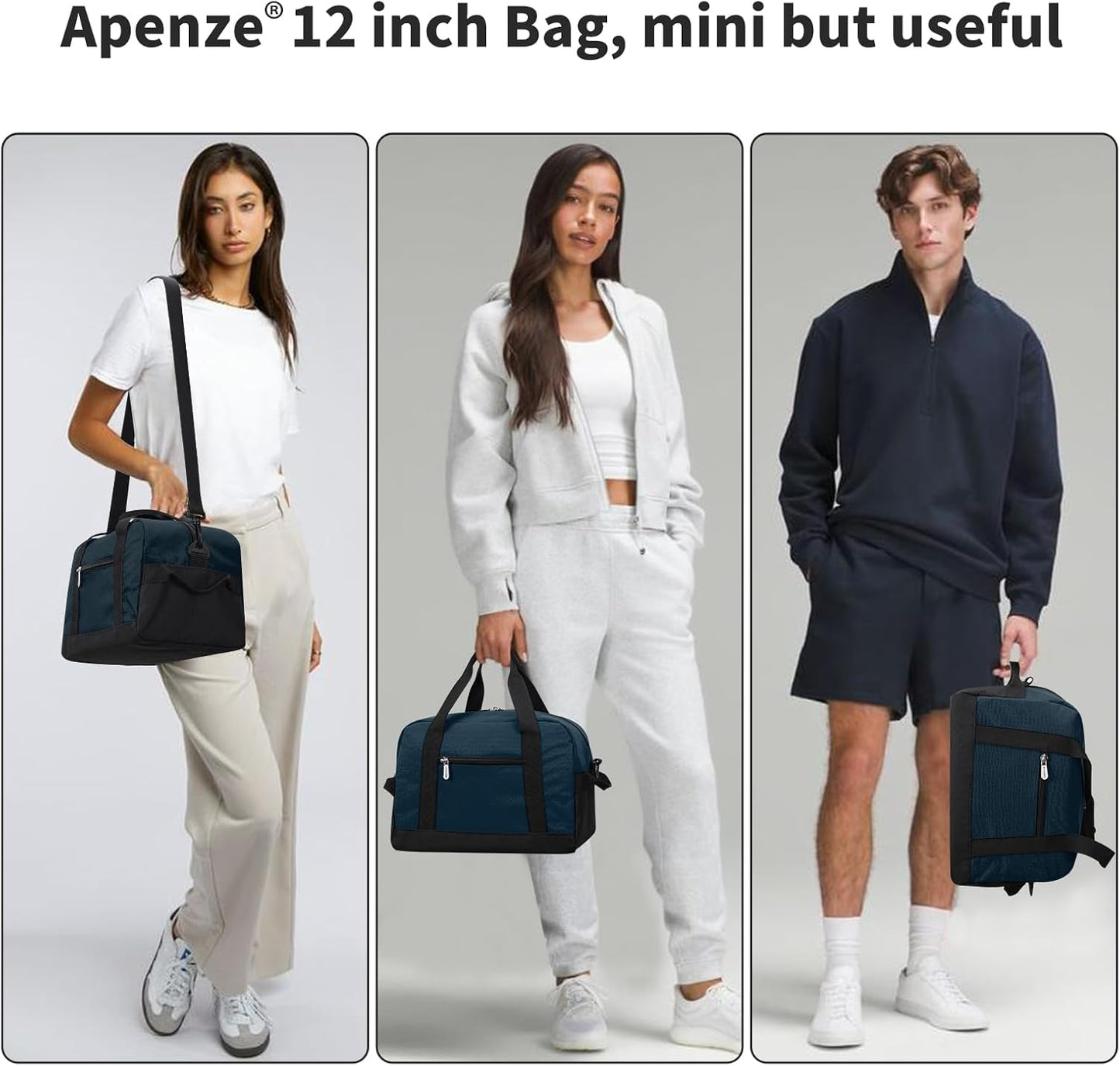 Kleine Sporttasche 18 Zoll Handgepäck Reisetasche für Wochenendtrips Sport-Schwarz