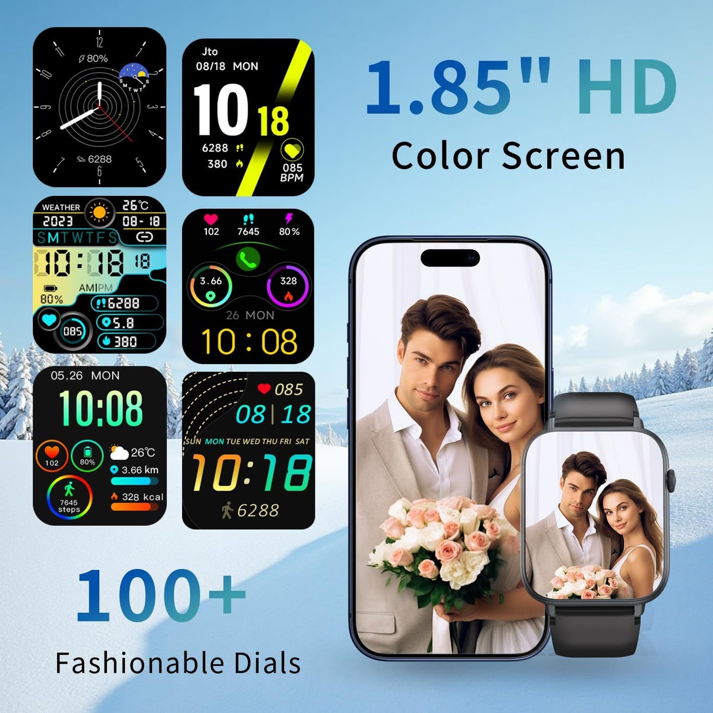 Smartwatch für Herren Damen, für Android und iPhone, 1,83" HD Touchscreen Smartwatch mit Anruf-/Wählfunktion, 112+ Sportmodi IP68 Fitness Tracker, Fitnessuhr mit Schlaf-/Schritt-/Aktivitäts-/Herzfrequenzüberwachung