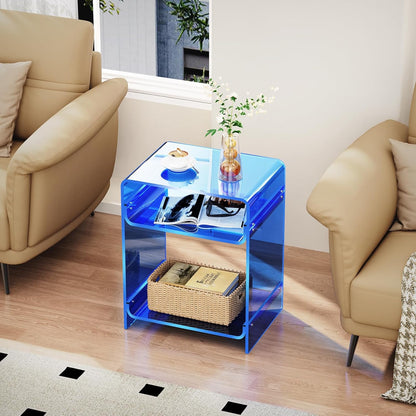 Acrylic Side Table with Storage Shelf - A Perfect Addition to Your Home
