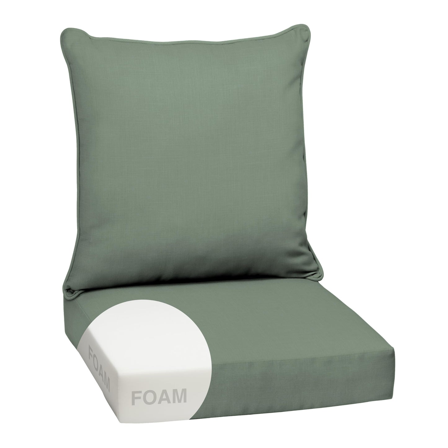 Arden Outdoor Foam Deep Seat Cushions Set, 24x24, Premium High-Density Foam, Never Flattens, Weather-Proof for Patio Chair Sofa Couch, Blue Shibori Stripe