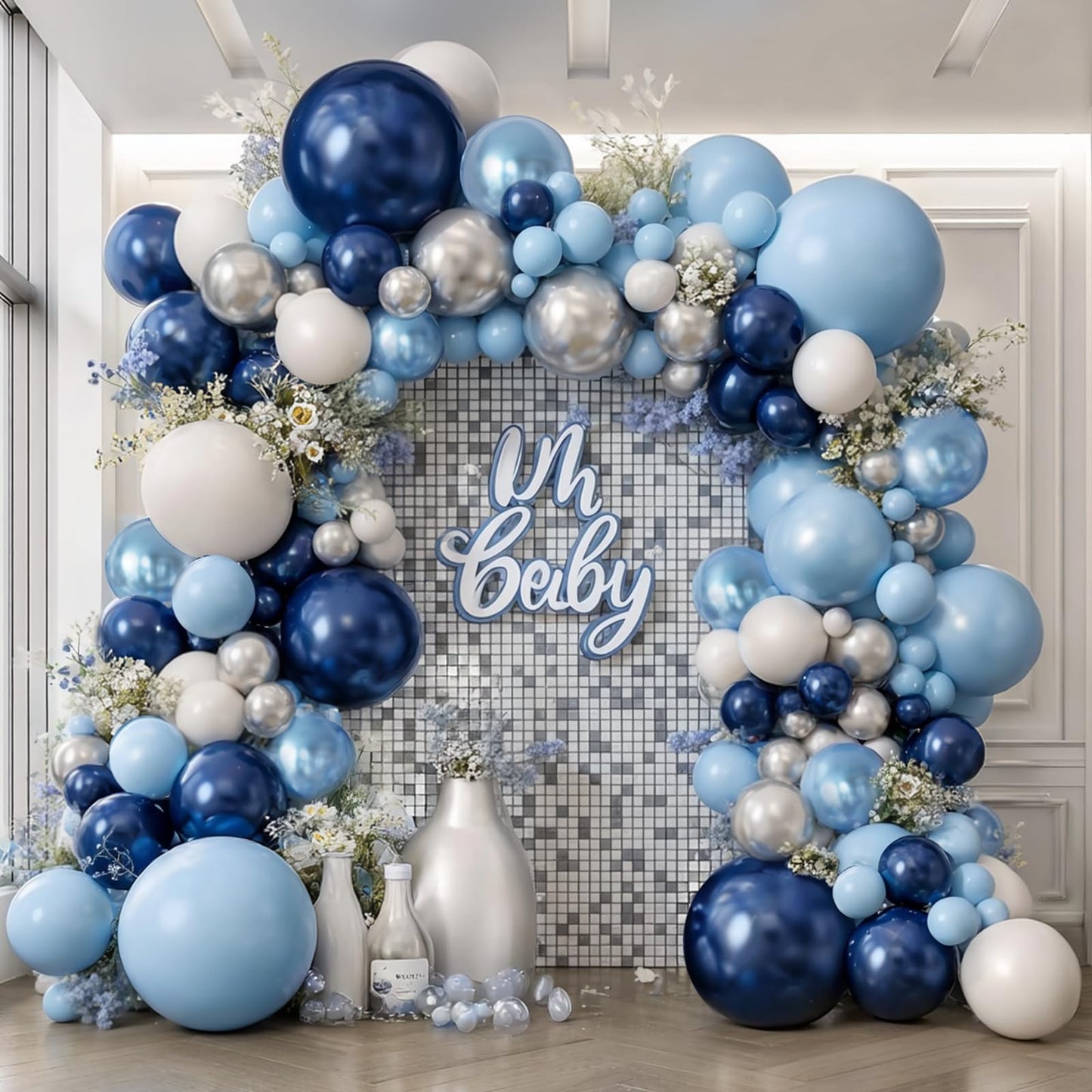 Blue White Silver