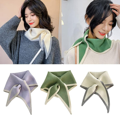 Dreieckstücher für Damen Halstuch für Damen Gekreuztes Tuch für Damen Koreanische Version Gestrickter Wollkragen
