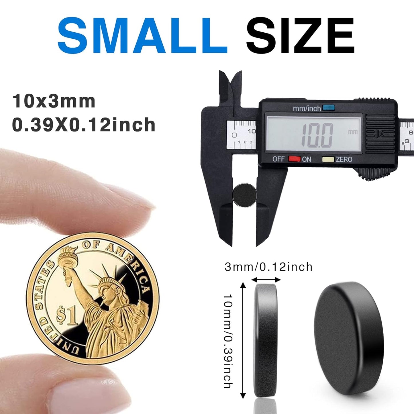 TRYMAG Klein 10x3mm 50 Stück Seltenerdmagnete, 50 Stück Winzige Runde Kühlschrankmagnete für Whiteboard, Kühlschrank, DIY, Küche, Büro