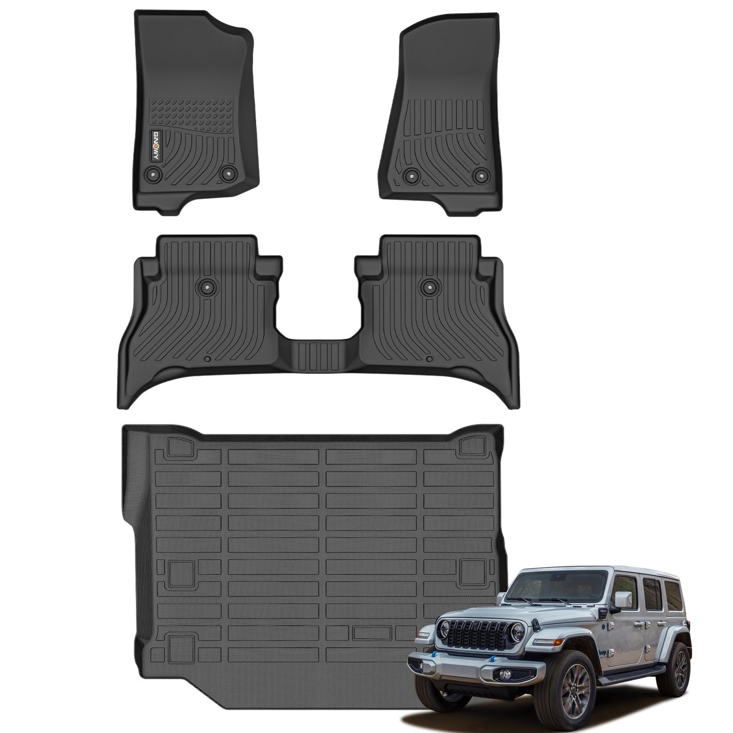 GINOWY-Floor Mats for Toyota 4Runner 1996-2002,1st+2nd Row,TPE All Weather Car Mats Custom Fit Rubber Floor Liners Car Accessories for Toyota 4Runner